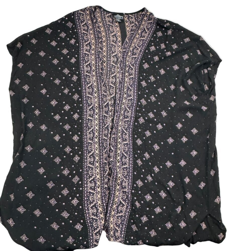 Angie 100% Rayon Gauzy Oversized Boho Print Open Front Kimono Women's SZ Medium